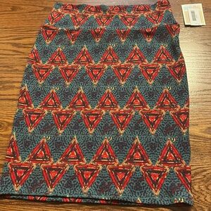 Lularoe NWT Cassie pull on pencil skirt geometric triangle print wide waist  S
